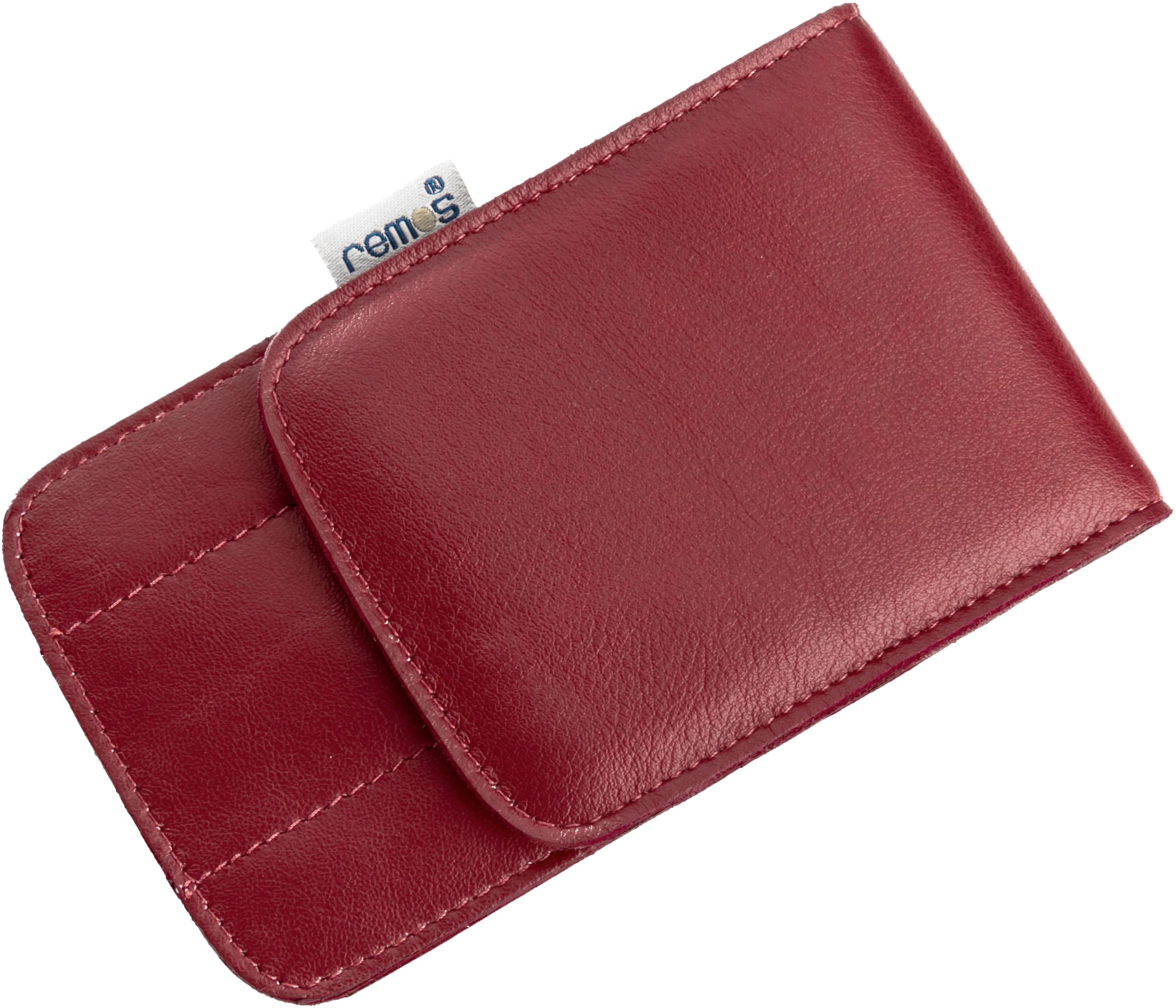 REMOS Manicure Case Empty Made of Genuine Leather with Space for 4 Tools - red