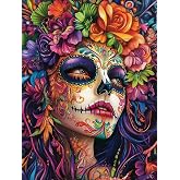 DIY Sugar Skull Women Diamond Painting 12x16 Inch, Full Round Drill Kits Mosaic Art for Adults Relax & Home Wall Decor Festival Gift 78