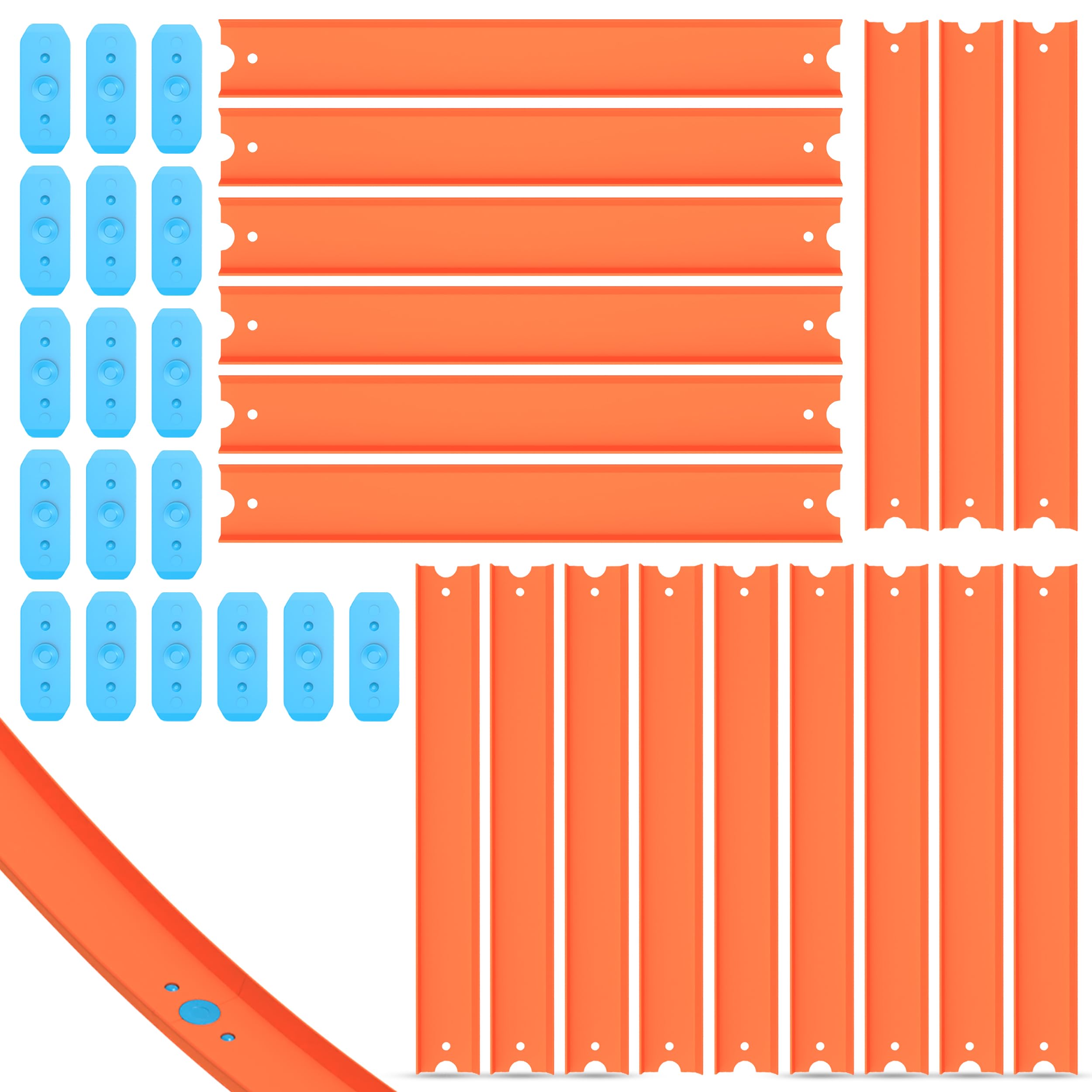MRX Solutions Track Set Building Pieces for Hot Wheels Toy Cars 36-Piece Straight Track Set, Connectors Included, 15 Feet of Track