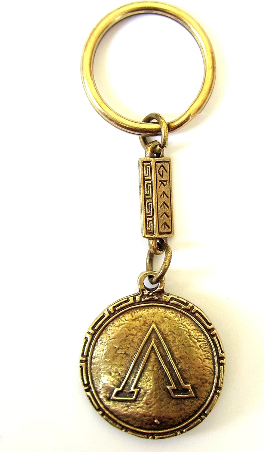 C1 IconsGr Ancient Greek Zamac Spartan Shield Keyring 300 Leonidas Gold