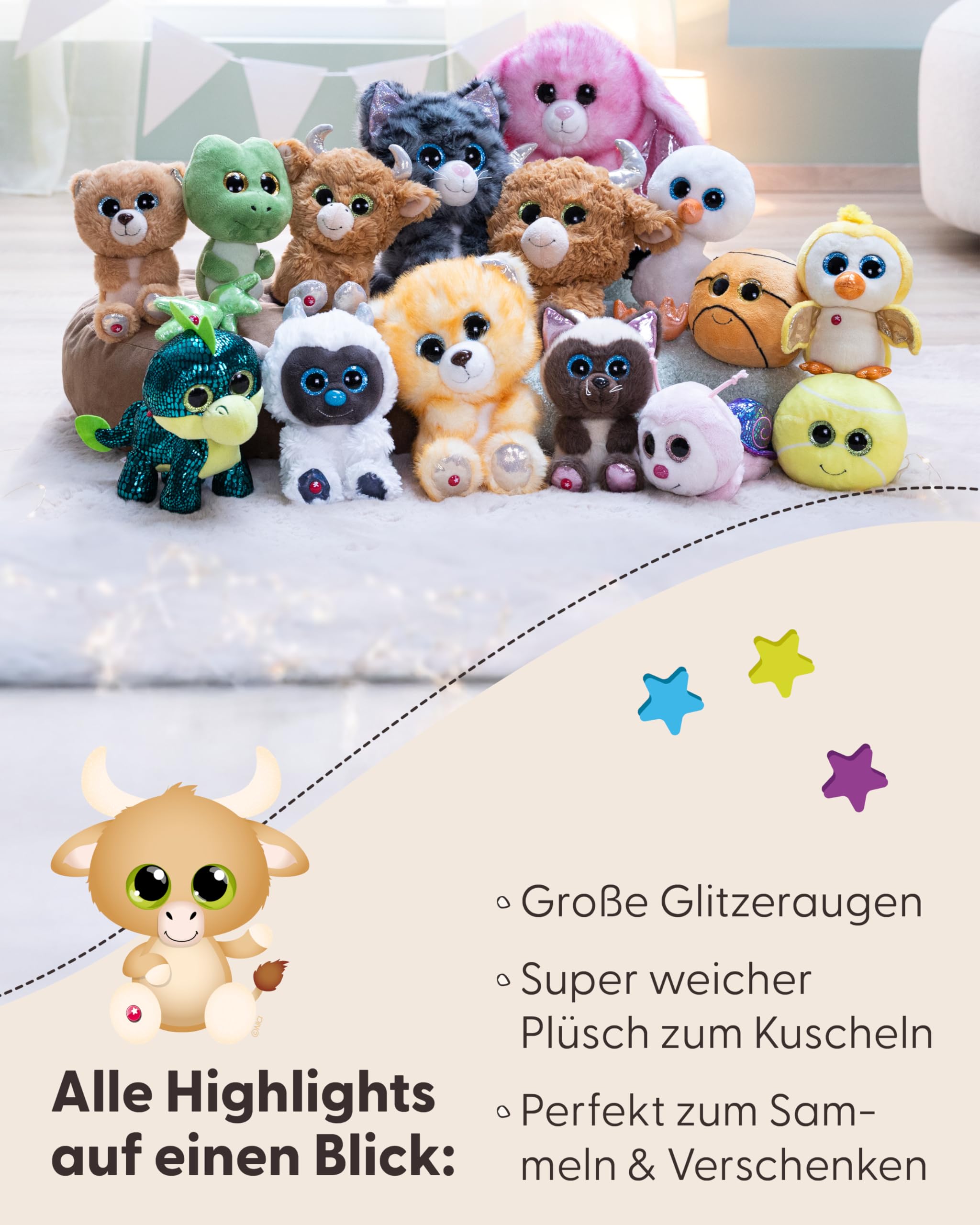 Kuscheltier GLUBSCHIS Hochlandrind Shug 15cm - braun - Stofftier aus weichem Plüsch, niedliches Plüschtier zum Kuscheln und Spielen, für Kinder & Erwachsene, tolle Geschenkidee | 63027 4