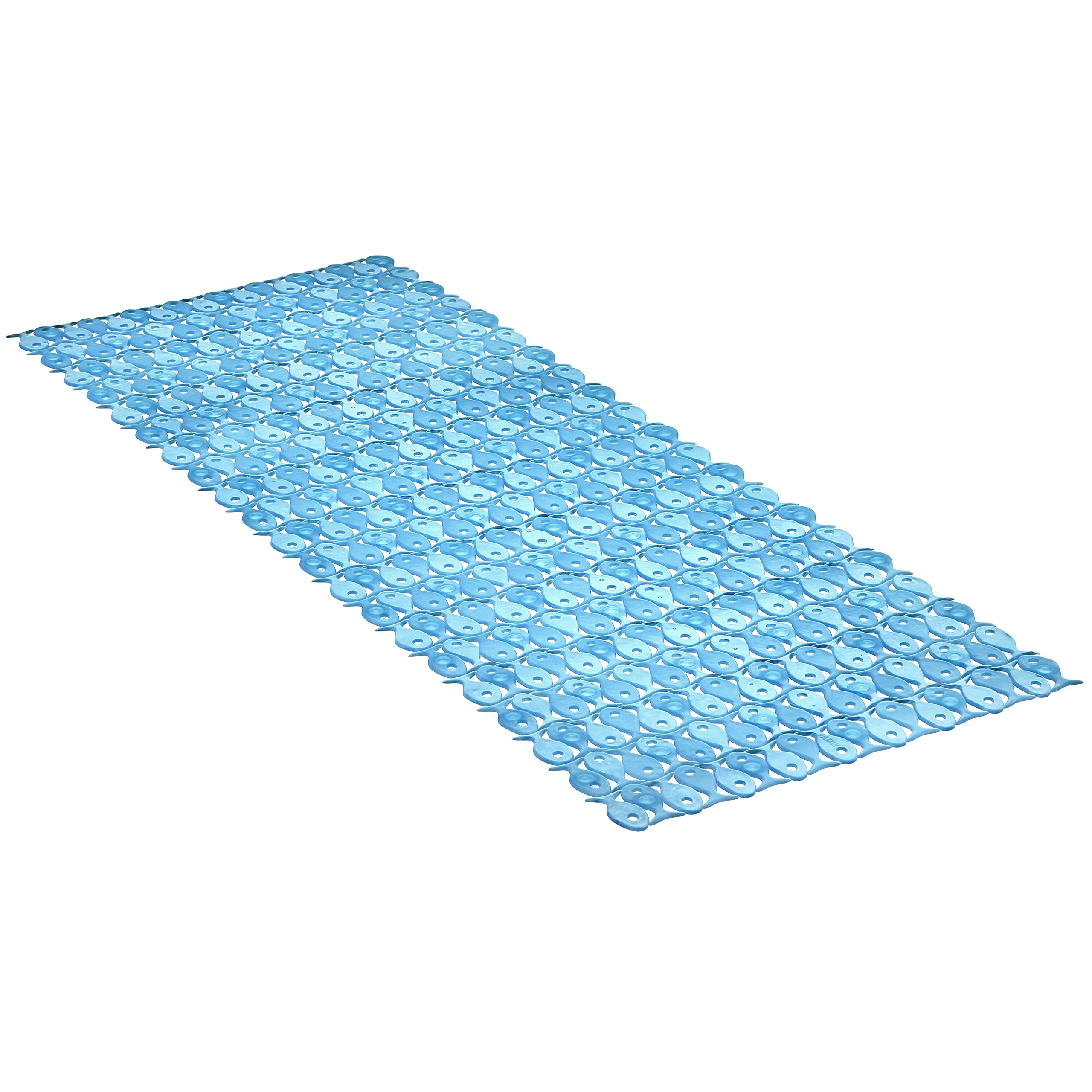 TATAY Bath Mat, Non-slip, PVC with Suction Cups, Resistant to Mold and Microbes, Anti-Bacterial, Pisces Design, Blue. Measures 97 x 36 cm
