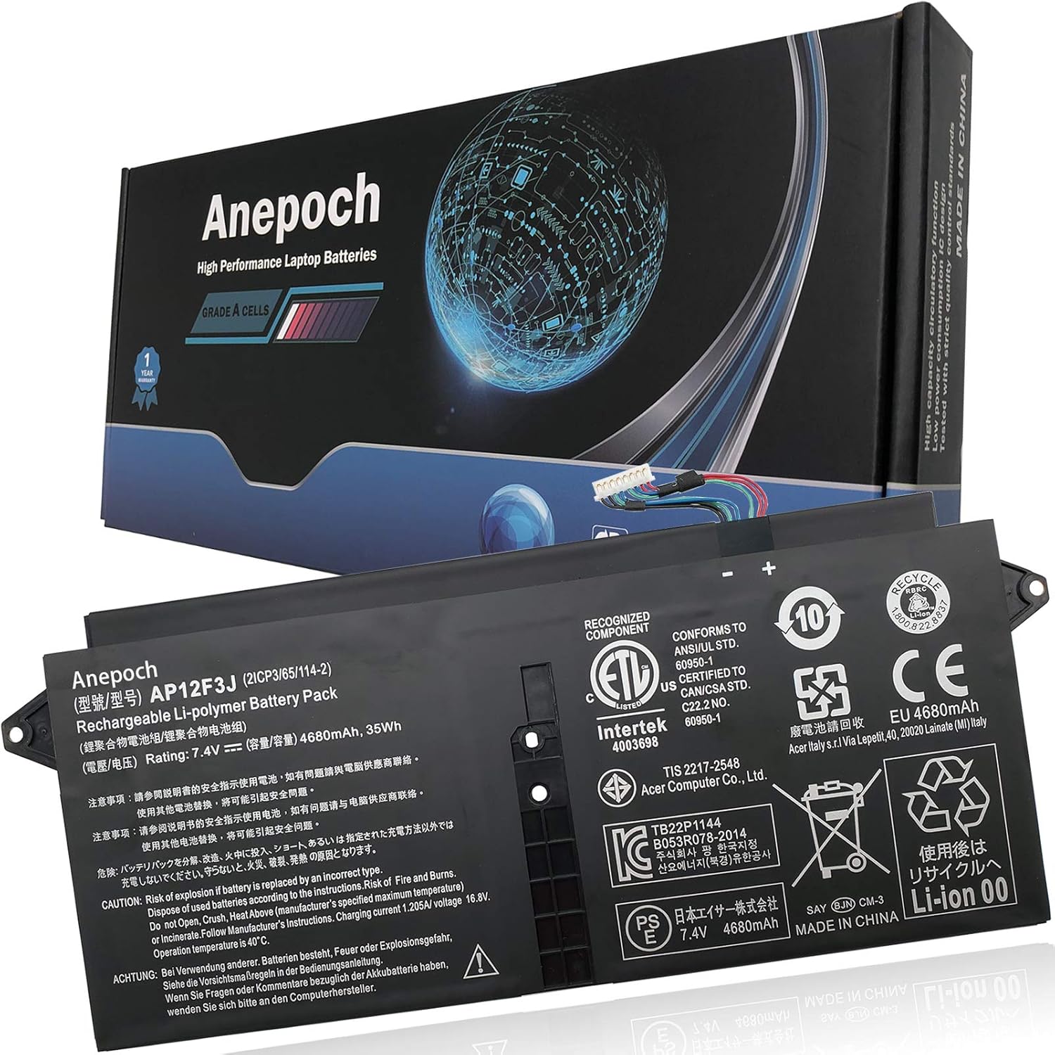 Anepoch AP12F3J Laptop Battery for Acer Aspire 13.3