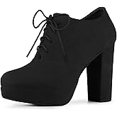 Perphy Women's Platform Chunky Heel Lace Up Ankle Booties