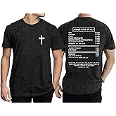 Christian Shirts for Men Faith Over Fear Shirt Religious Cross T Shirts Vintage Bible Verse Graphic Tee Tops