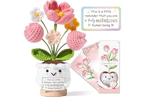 MAYICIVO Emotional Support Crochet Positive Tulip Flower Inspirational Gift for Women, This is A Little Reminder, Christmas Birthday Appreciation Thank You Gift for Coworker Employee Teacher Friend Mom Sister