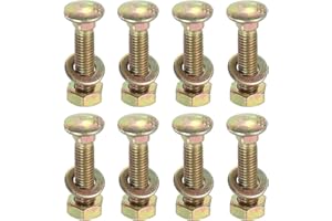 uxcell M8 x 35mm Carriage Bolt Kit, 12 Set Round Head Square Neck Screws, Carriage Bolts Screws Set Includes Washers and Nuts