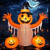 8FT Halloween Inflatables Pumpkin Scarecrow Outdoor Decorations | Giant Blow Up Yard Decoration with Built-in LED Lights for Outdoor Indoor Garden Lawn Party Decor
