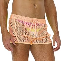 FIROTTII Mens Mesh Shorts Sexy Boxers See Through
