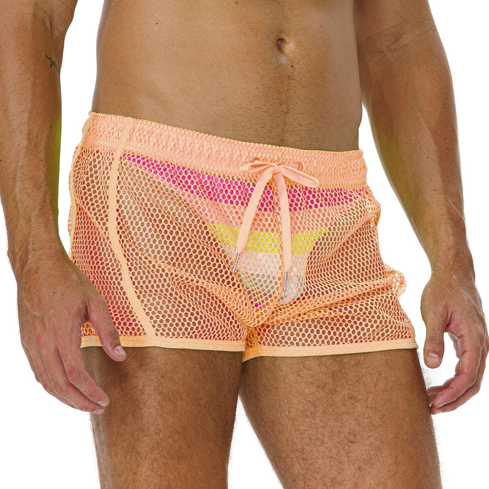 FIROTTII Mens Mesh Shorts Sexy Boxers See Through