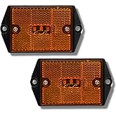 All Star Truck Parts Square Red/Amber 3-LED Marker Light Reflectorized Lens Surface Mount, 2-4/5" Rectangular Truck Trailer Towing Led Light Side Reflector Reflex Accessories (Amber, 2)