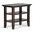 SIMPLIHOME Acadian SOLID WOOD 14 inch wide Rectangle Rustic Contemporary Narrow Side Table in Brunette Brown with Storage, 2 