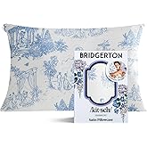 Bridgerton x Kitsch Satin Pillowcase with Zipper for Hair & Skin - Softer Than Silk Pillow Cases, Smooth Cooling Pillow Cover, Wrinkle-Free, Machine Washable, Standard Size (19x26) - Garden Toile