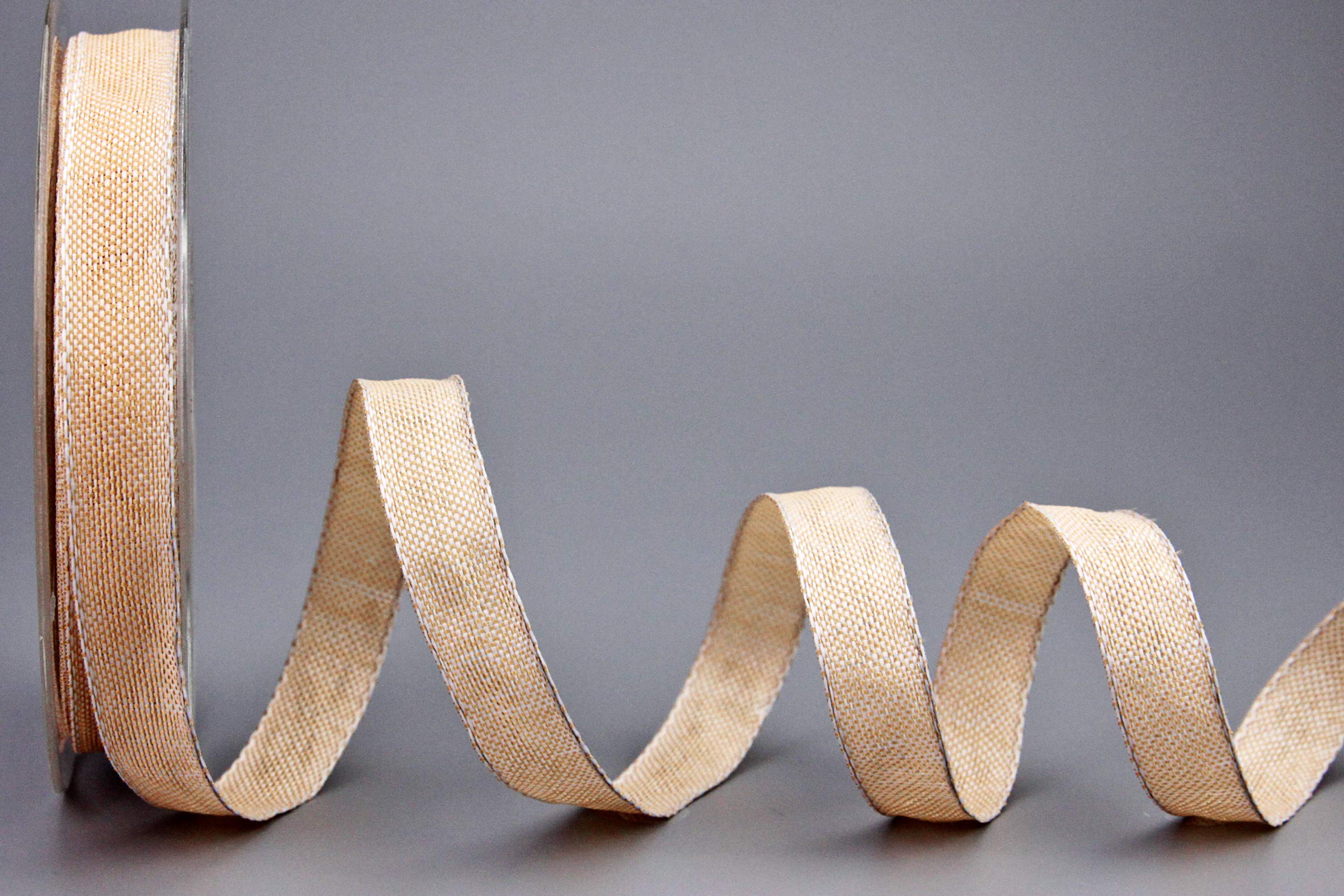 Decorative Ribbon Olive Apricot (106) 20 m x 15 mm (Roll) Fabric Ribbon with Wired Edges Light Shiny Linen Look Taffeta Ribbon Coarse Woven Christmas Advent