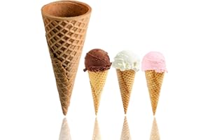 BONBON RIO STORE Sugar Cones for Ice Cream - Cones for Dessert – Classic Ice cream cone – Sweet, Crisp, Crunchy and Delicious – Ideal for Family Gatherings, Parties (200-Pack)