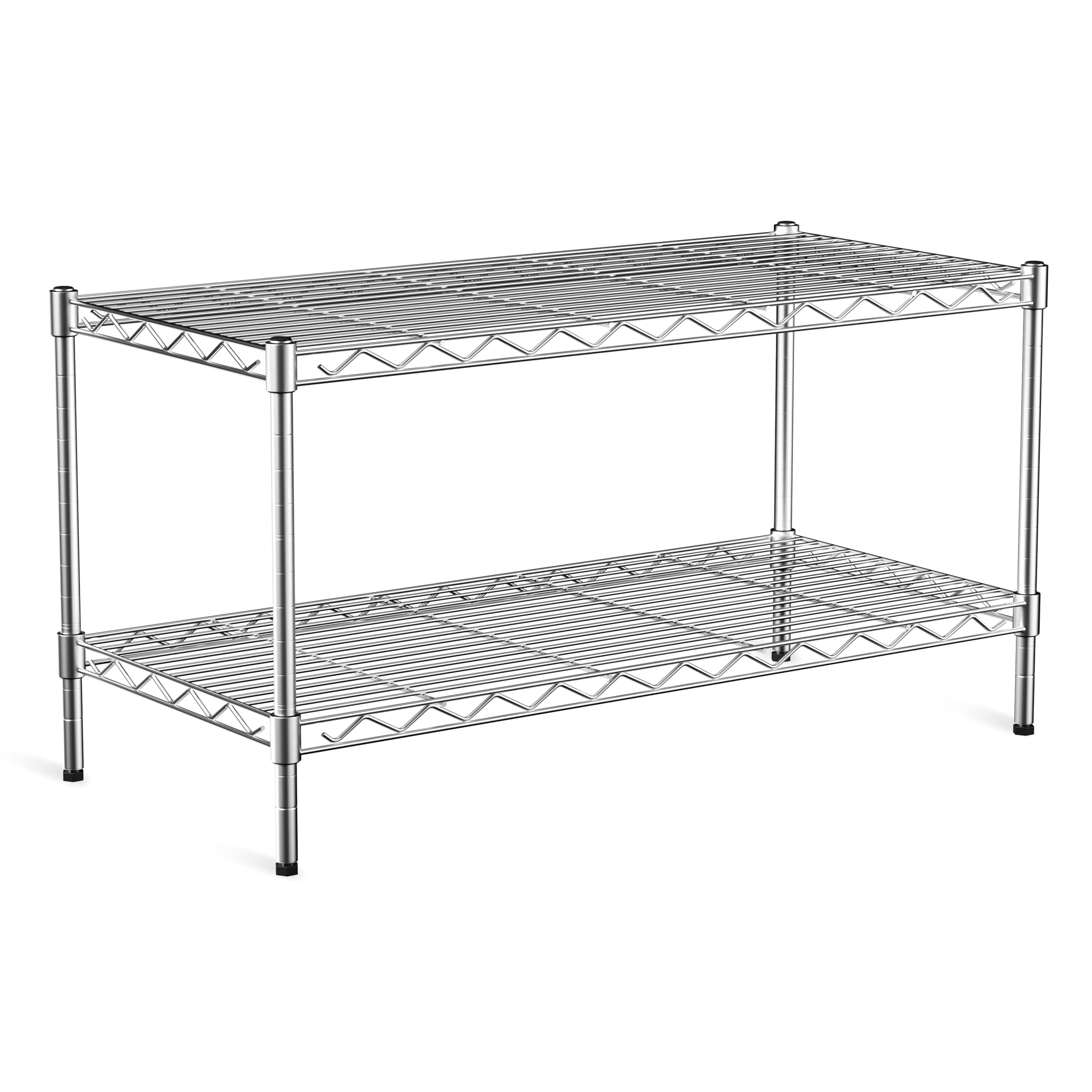 VANZBON 2-Tier Heavy Duty Shelving Unit,36" Wx18 Dx19.5H,Wire Shelf Rack with Lockable Wheels,Height Adjustable Metal Storage Shelves Organizer for Living Room,Garage,Kitchen,Office,Laundry,Pantry