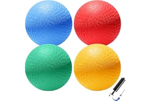 SPORTIC 8.5-inch Playground Balls, Upgraded 4 Pack Dodge Balls for Kids with Air Pump, Bouncing Kickball Handball for Boys & Girls, Ball Games Gym Camps Picnic School - Ideal Toys & Gifts
