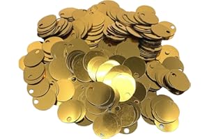 BIHIZLI 20 mm Flat Round Sequin Paillettes, 285 Pcs 20 mm, Hole 4 mm Mix Color Assortment Acrylic Sequin - 1,76 Ounce (50 Grams) (Gold)