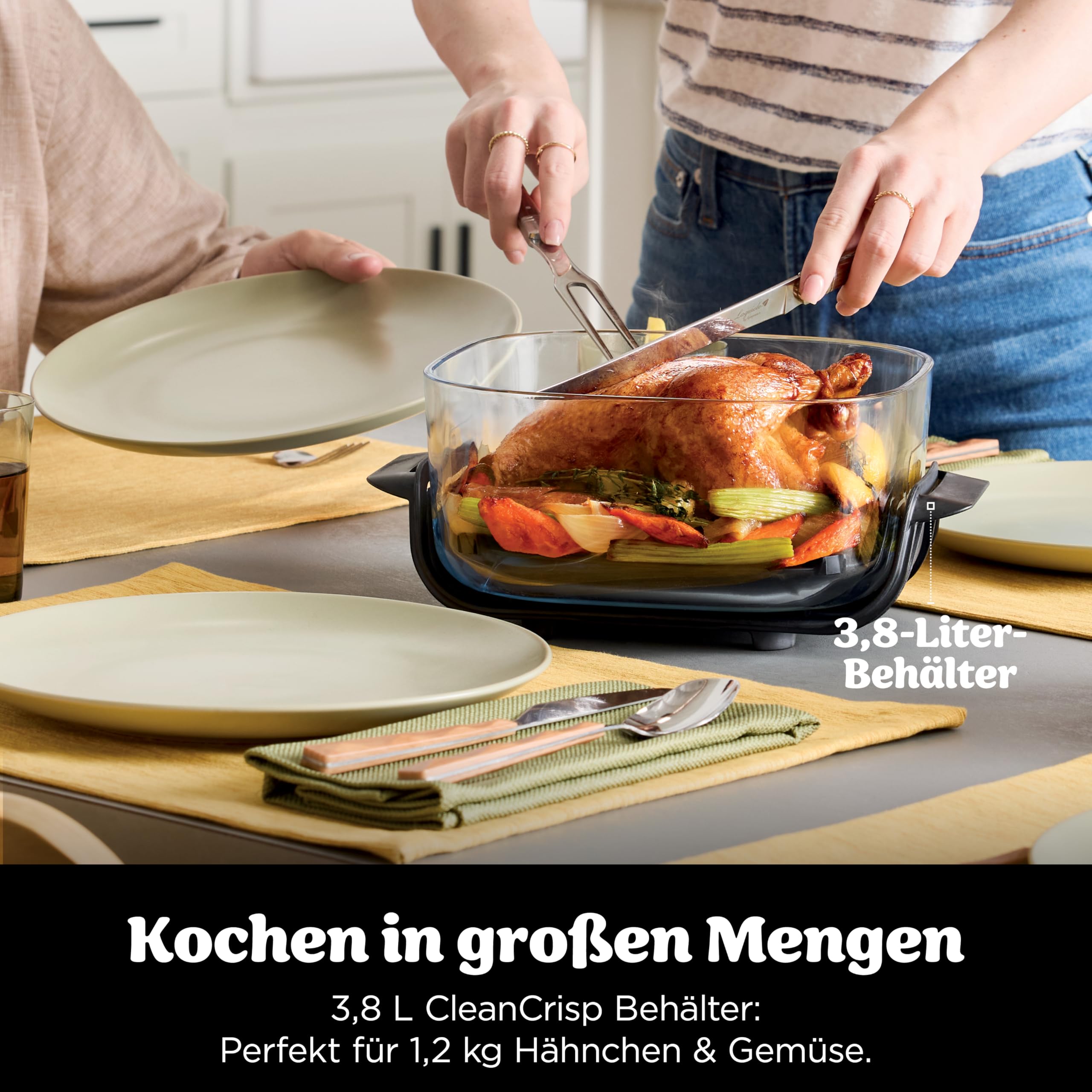 Ninja CRISPi Tragbare Air Fryer Heißluftfritteuse, 3,8 l, 4-in-1: Heißluftfrittieren, Braten, Warmhalten, Recrisp, Kompakt, 6 Portionen, 2 Herausnehmbare Glasbehälter & Deckel, 1700W, Grau FN101EUGY 6