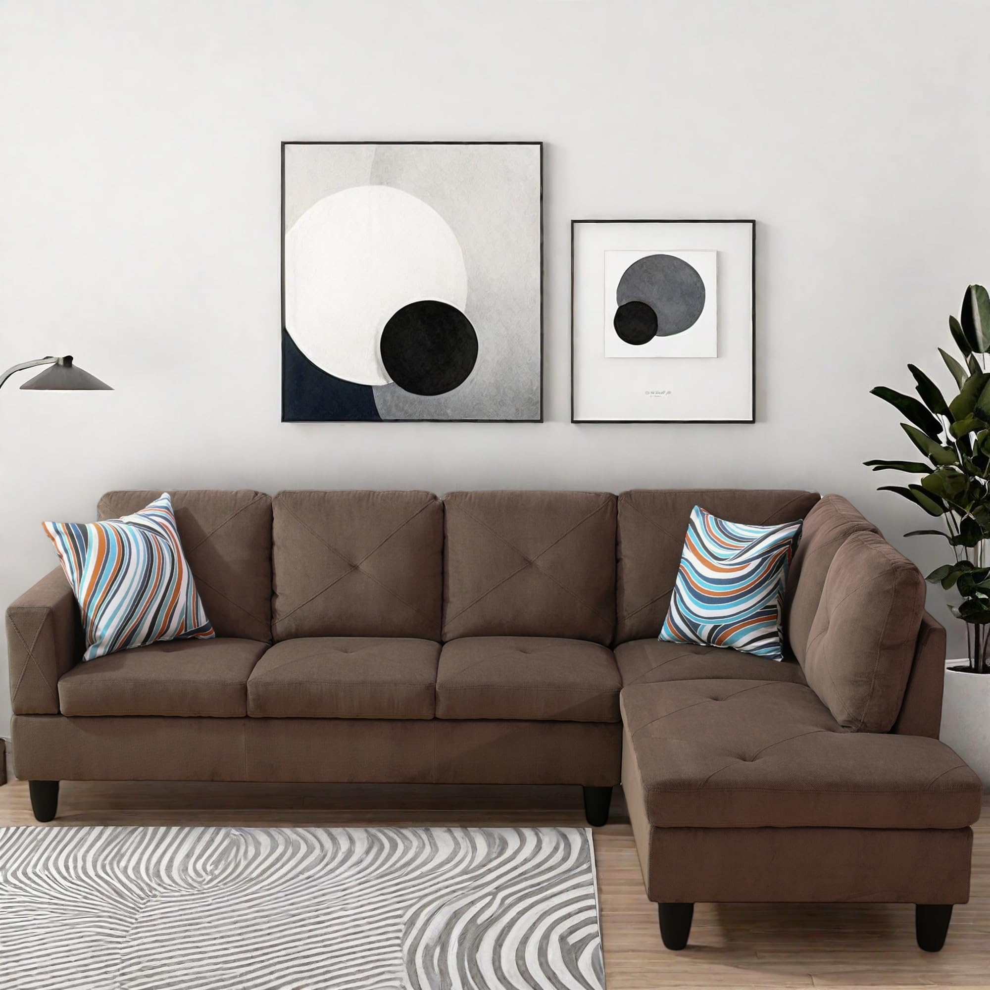 GlasFlength L Shaped Couch, Modular Sectional Sofa