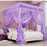 Mengersi Bed Canopy for Girls,Canopy Bed Curtains Canopy for Bed Drapes,Princess Bed Curtains Birthday Present Girls Room Decor(Purple,Twin Size)