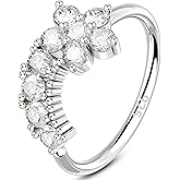 Melighting 20G Nose Ring Hoop 925 Sterling Silver Butterfly Flower Nose Hoop Seamless Open Helix Piercing Clear Double CZ 8 mm Cartilage Earring Nose Piercing for Women