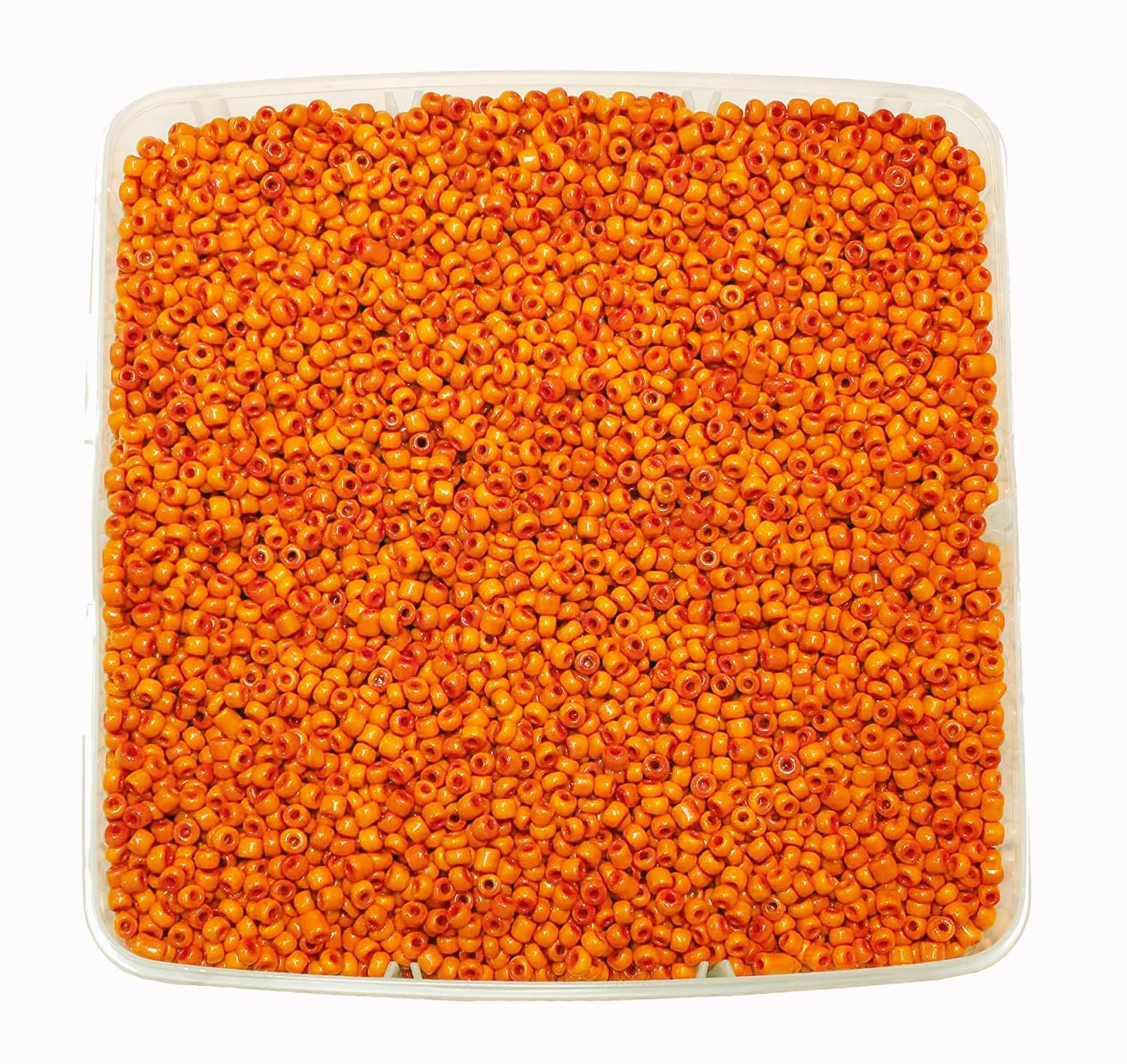 Perlin Seed Beads 4 mm Glass Beads Indian Beads Seed Beads Pony 6/0 Round Mini Seed Beads Pack of 1100 (Orange Opaque)