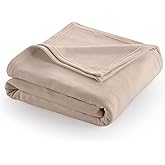 Twin/Twin XL Size Fleece Bed Blanket - Comfy Supersoft Fleece Blanket – All-Season, Light Weight, Luxuriously Soft - Throw Blanket for Couch and Sofa - Machine Wash - Beige