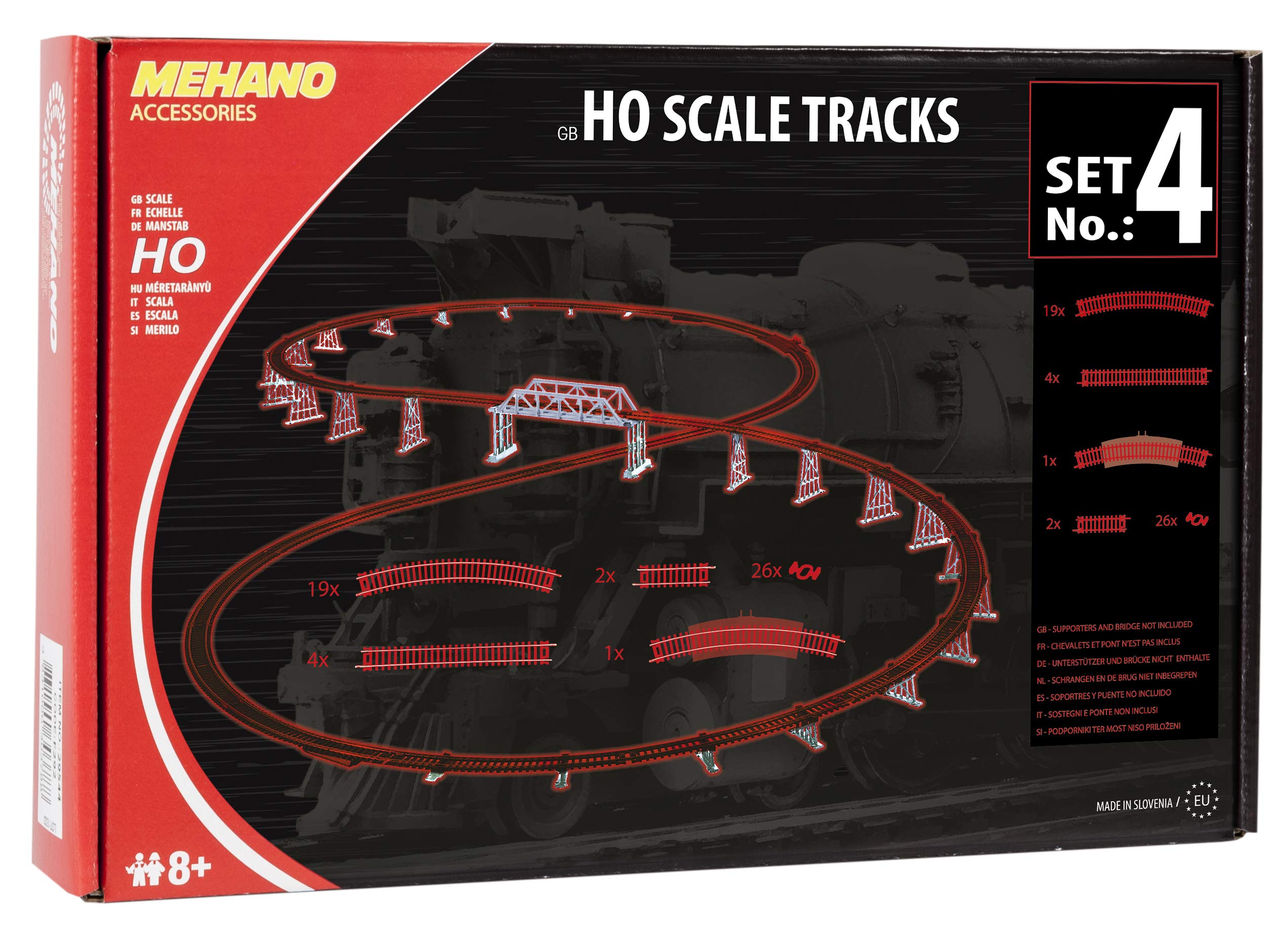 Mehano MEHANOF104 Additional (52 Pcs, to Combine with Railroad Bridge) Ho Scale Tracks Set 4-Made in Slovenia, Multi Colour