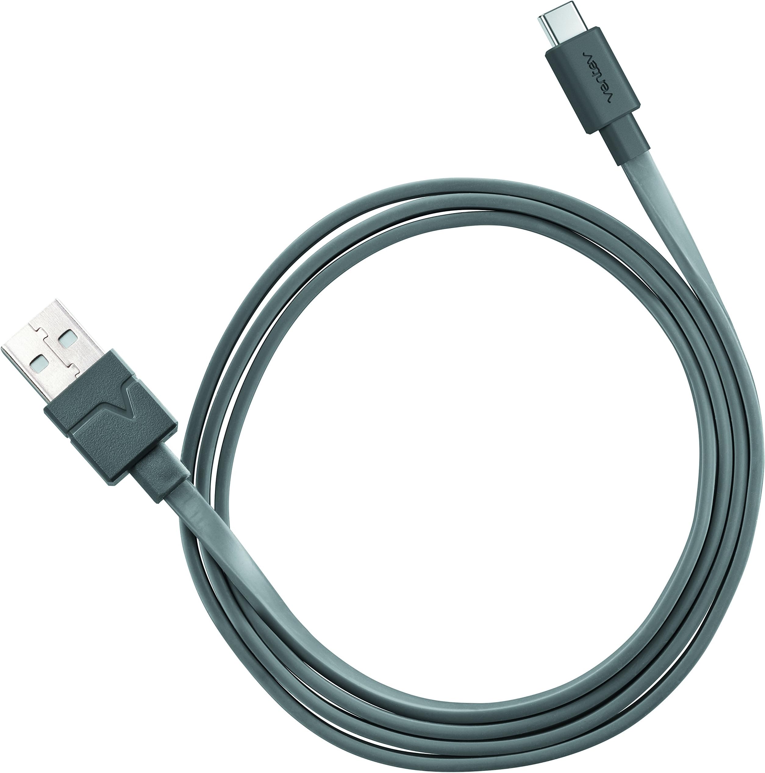 Ventev chargesync Cable, USB Type A-C 2.0, USB-IF Certified, Supports Rapid Rate Charging up to 3A, Transfers Data to Most PC or MAC, Flat, Tangle-Free Cable | 6ft, Gray