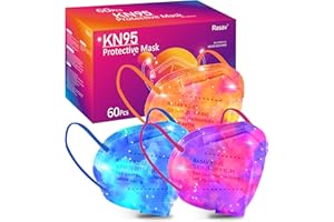 Rasav KN95 Face Masks, Comfortable 5 Layer Cup Dust Safety Mask, Muti-colored Design KN95 Mask for Women, Men