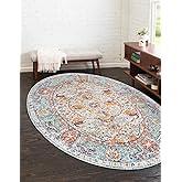 Unique Loom Baracoa Collection Area Rug - Rumba (3' 3" x 5' 3" Oval, Light Blue/ Cream)