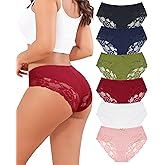 LEVAO Womens Underwear Cotton Bikini Panties Lace Stretch Cheeky Ladies Hipster Soft Briefs Multipack 6 Pack