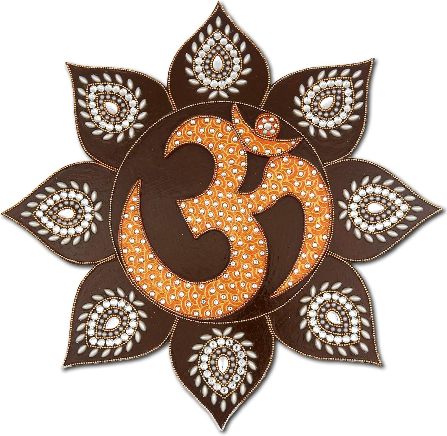 Paintings - Om Symbol Wooden Wall Painting - Yoga Room Decor for Boho Living Room - Handcrafted in India - 13.6