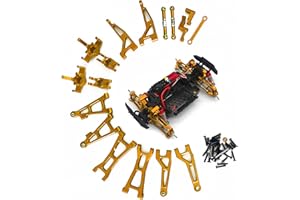 RWLZLB for Hyper Go H16BM Upgrades, 1/16 RC Car Parts, Metal Upgrade Aluminum Accessories, Gold Replacement Parts kit for H16BM H16GT H16DR H16PL Jetwood JC16EP HAIBOXING BEZGAR DEERC 1/16 RC Car