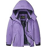 WICKHAM Girl's Waterproof Ski Jacket Winter Warm Fleece Lined Snow Windproof Jackets Removable Hood Ski Coat for Kids