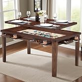 63"x39" Board Game Table with Removable Top Solid Wood Dining/Gaming Table | Gaming Table for 4-6 Players with Play Mat, 6 Detachable Cup Holders &amp; 6 Hobby Trays (Black Walnut)