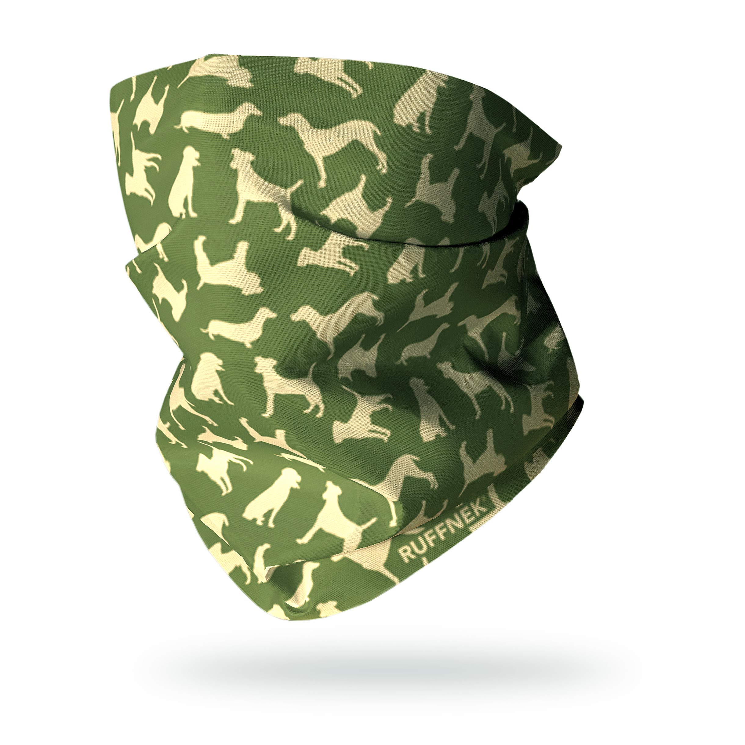 Ruffnek COUNTRY GREEN DOG PRINT SNOOD Multifunctional Headwear, Neck warmer, Tube Snood - Men, women and children