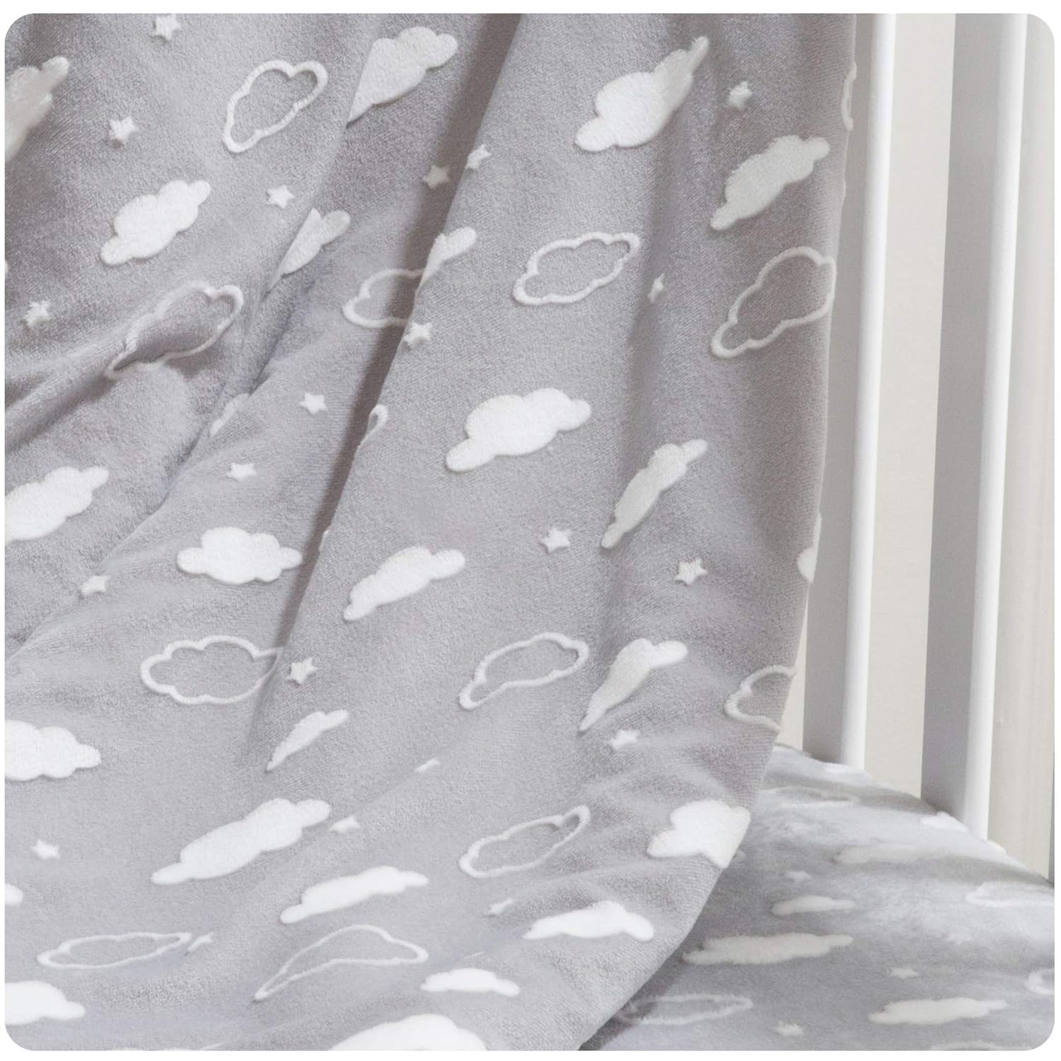 American Baby Company Heavenly Soft Sherpa/Chenille Receiving Blanket, 3D Cloud Grey, 30" x 35", for Boys and Girls : Baby