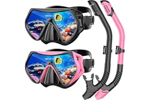 SOLAVA Snorkeling Gear for Adults, Snorkel Set Scuba Diving mask Dry-Top, Adult Swimming Goggles with Nose Cover, HD Tempered Glass Panoramic Anti-Leak Anti-Fog