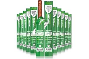 EST. 2015 MISSION MEATS Mission Meats Beef Sticks – 100% Grass Fed Beef, Zero Sugar, Healthy Snacks, Individually Wrapped, Gluten Free, Non-GMO, Original 1oz (Pack of 12)