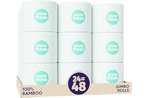 Save Trees Bamboo Toilet Paper -24 Rolls Of Septic Safe Organic Toilet Paper 3-ply, 300 Sheets Per Roll - PFAs Free, FSC Certified, Plastic & Chemical Free - For Home, Boat & RV Use