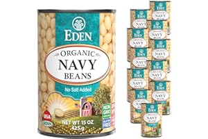 Eden Organic Navy Beans/White Beans, 15 oz Can (12-Pack), No Salt, Non-GMO, Gluten Free, Vegan, Kosher, U.S. Grown, Heat and Serve, Macrobiotic, Boston Bean