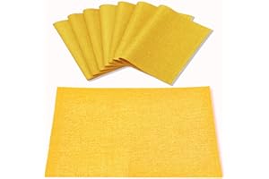 Rinpon Cloth Placemats Set of 8, Linen Type Fabric Placemats Machine Washable Placemats Heat Resistant Placemats Wrinkle Free Thick Polyester Kitchen Place Mats for Dining Table (Yellow)