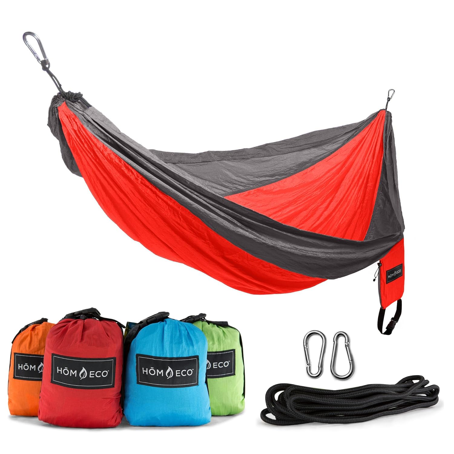 HomEco Camping Hammock Lightweight Nylon Parachute Travel Hammocks Double and Single Size RV 