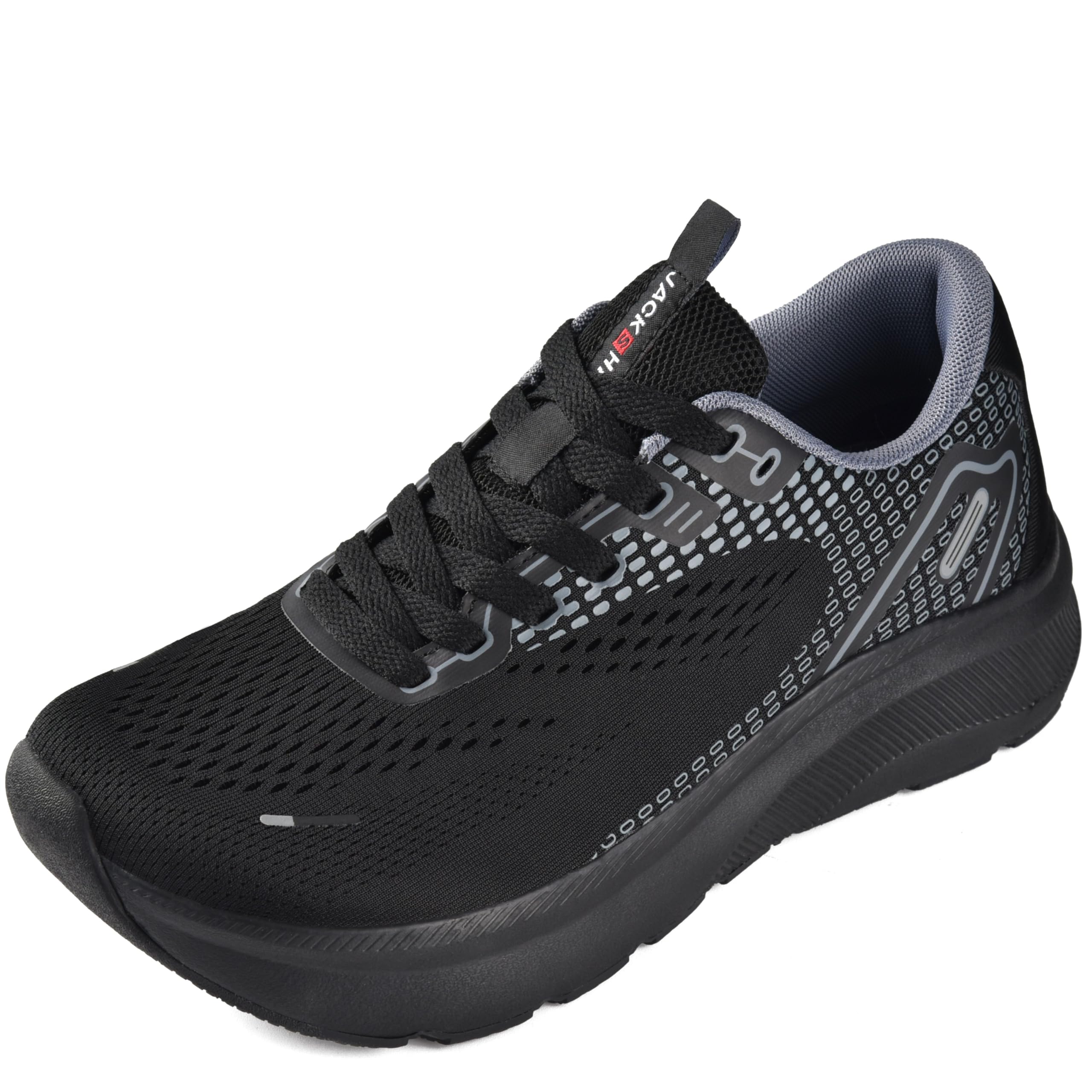Photo 1 of JACKSHIBO Wide Toe Box Shoes Women Arch Support Wide Sneakers for Running Walking Athletic Tennis Orthopedic Plantar Fasciitis Workout with Thick Cushion Zero Drop Sole Width Shoes Black