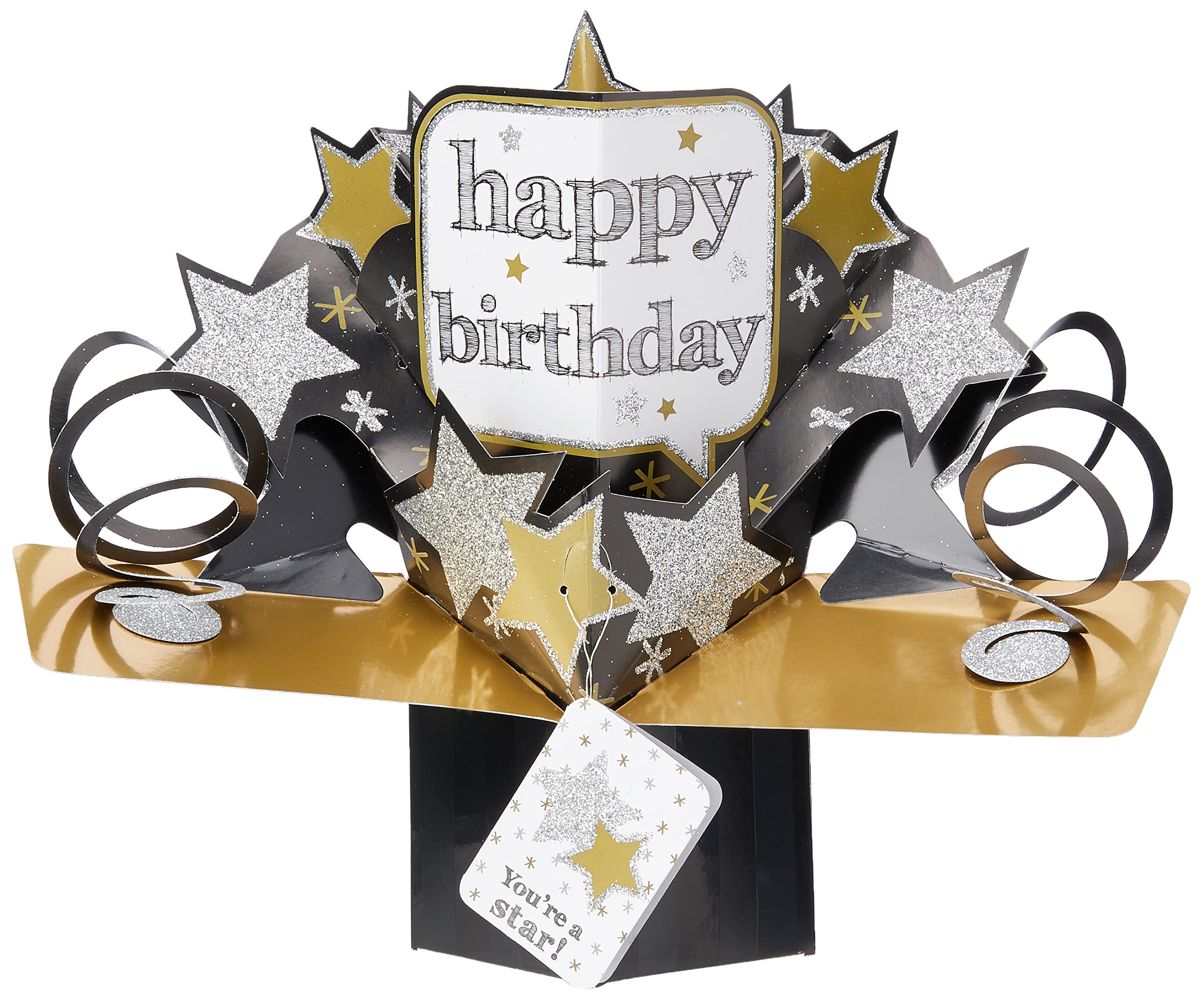 Suki Gifts International Pop Up Card Happy Birthday Stars, Multi-Colour, 13 x 21 x 19 cm (19414)