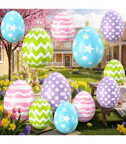 Genérico Huevos De Pascua Inflables Gigantes - 6 Piezas Decoracion de Fiestas,Decorativo para Fiestas - para Organizadores de Eventos Jardin Porche