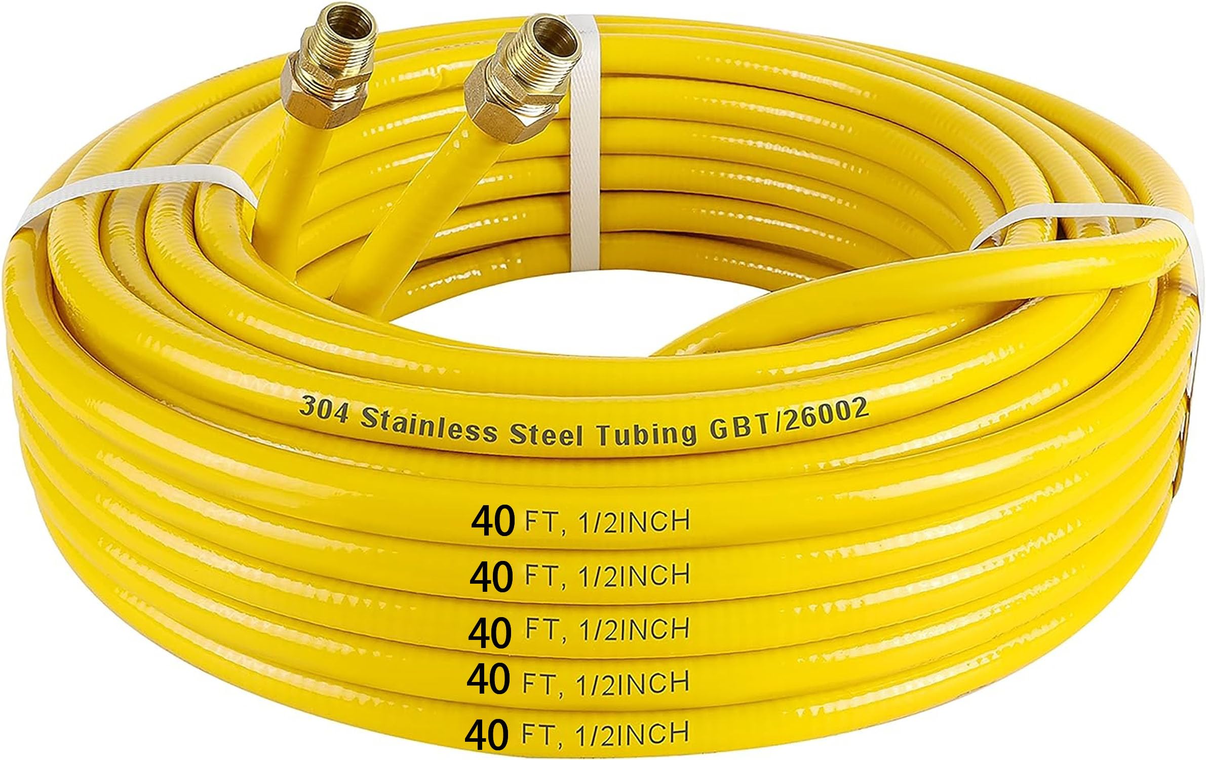 Photo 1 of Thmxit 40FT 1/2'' Flexible Gas Line Hose, 1/2in Propane Gas Pipe Corrugated Stainless Steel Tubing with 2 Quick Connect Male Adapter, Anti Corrosion Propane Pipe Conversion Grill Hose Kit for Heater
