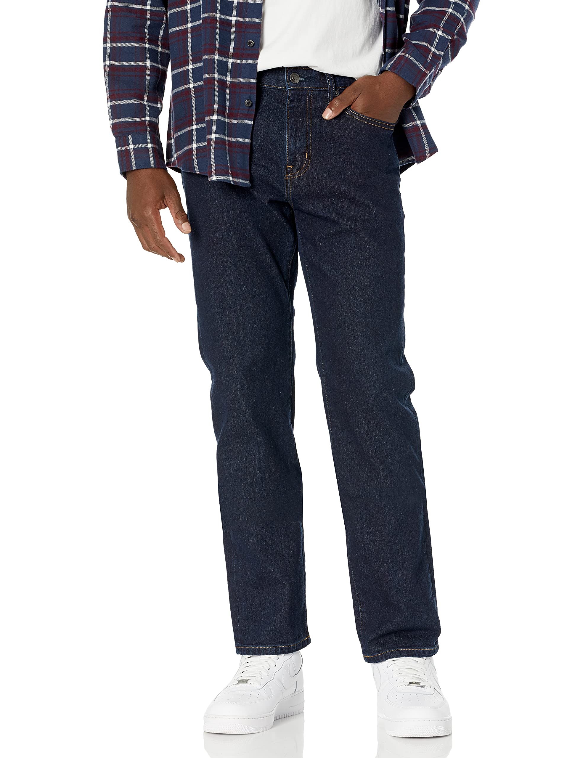 Photo 1 of Amazon Essentials Men's Straight-Fit Stretch Jean, Rinsed, 36W x 29L